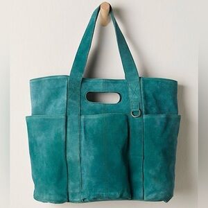 Free People Suede Caravan Tote bag pine NWT